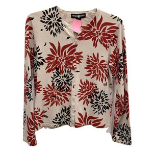 World Republic Floral Print Silk-Blend Cardigan